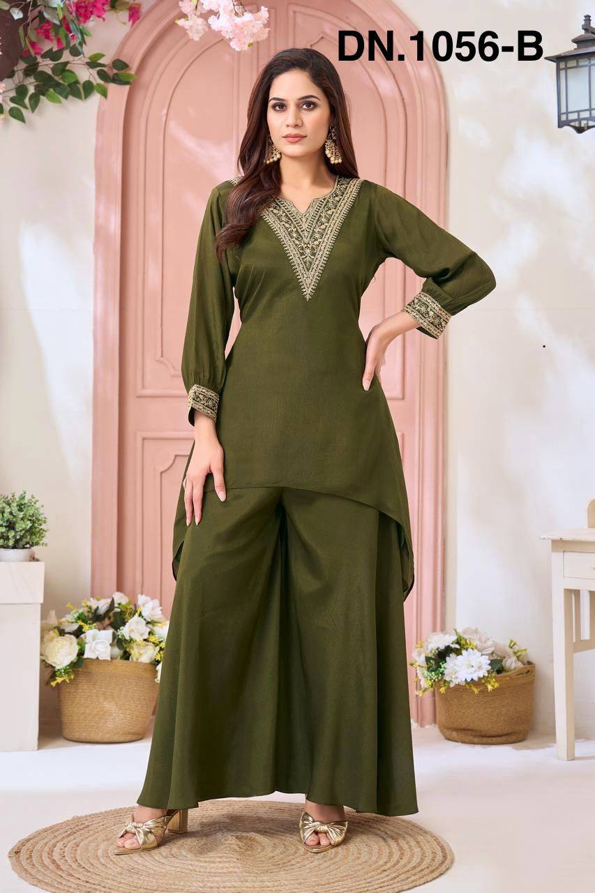 FZ Falsa by KAAMIRI 1056A To 1056E Series Beautiful Fancy Stylish Colourful casual Heavy Chinon Co-ord sets At Wholesale Price